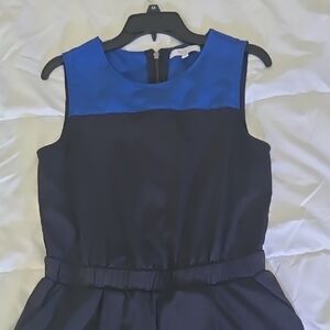 Blue and Black Sleeveless Dress